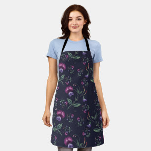 Tablier Motif floral d'orchidées violettes élégantes vinta