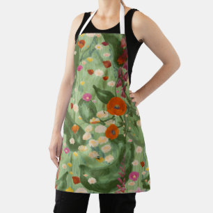 Tablier Motif floral élégant à l'aquarelle de fleurs sauva