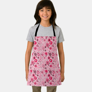 Tablier Motif floral élégant rose et fantaisie
