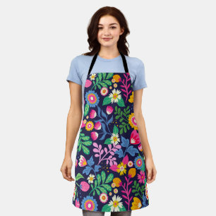 Tablier Motif floral exotique peint à la main