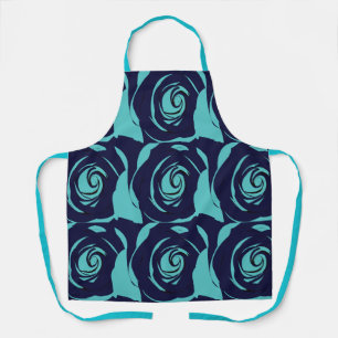 Tablier Motif floral fleur rose bleu marine
