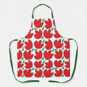 Tablier Motif floral Fleurs Rouges