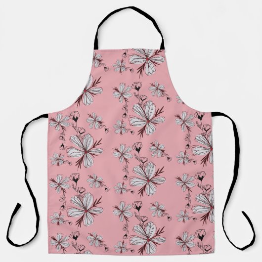 TABLIER MOTIF FLORAL FOND ROSE (Recto)