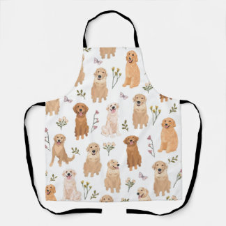 Tablier Motif floral Golden Retriever | Chien mignon & Sau