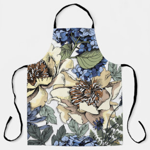 Tablier Motif floral incomparable. Hydrangea, Peony, wildf