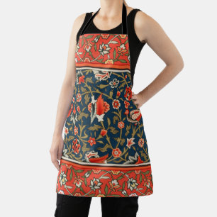 Tablier Motif floral indo-persan bohème vintage rouge