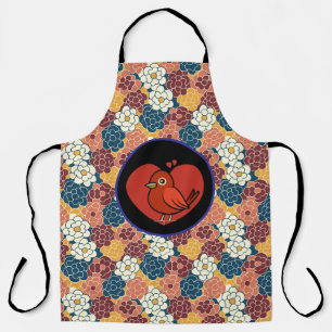 Tablier motif floral intégral