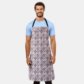 Tablier motif floral marron et blanc (Porté)