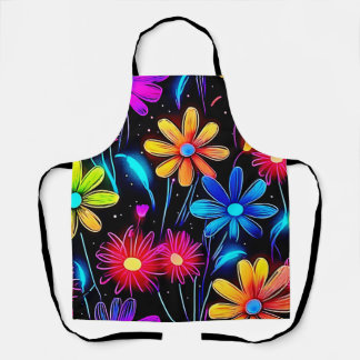 Tablier Motif Floral Néon Lumineux