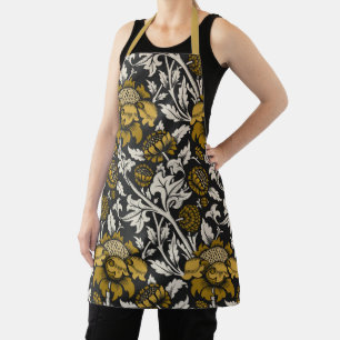 Tablier Motif floral orné avec de grandes fleurs dorées 