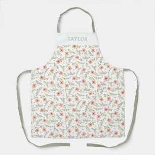Tablier Motif floral pastel à l'aquarelle délicat et parse