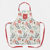 Tablier Motif floral Poinsettia d'hiver Monogramme (Recto)