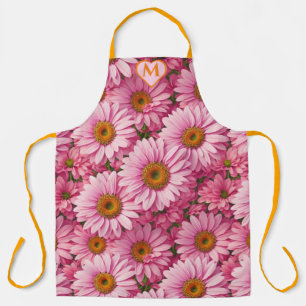 Tablier Motif floral rétro rose avec des marguerites