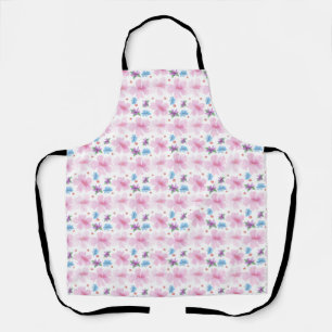 Tablier Motif floral rose aquarelle douce