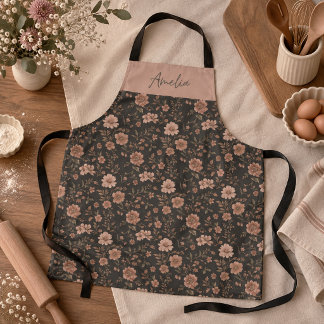 Tablier Motif floral rose poudrée personnalisé élégant