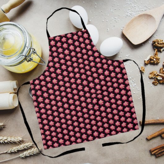 Tablier Motif floral rose sur noir