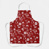 Tablier Motif floral rouge et blanc (Recto)
