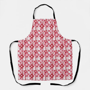 Tablier Motif floral rouge et blanc