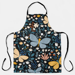 Tablier Motif floral sans soudure avec papillons, main dr