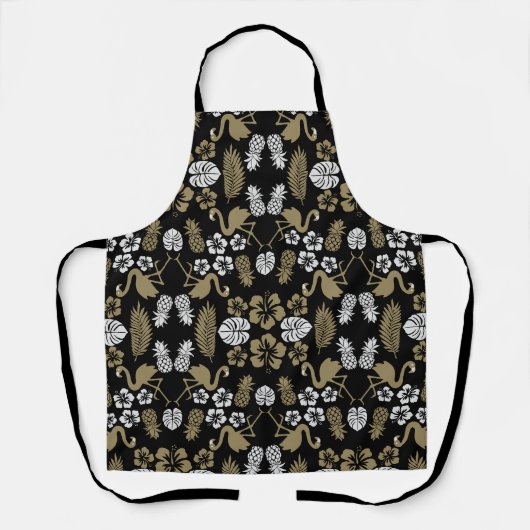 Tablier Motif floral tropical doré (Recto)