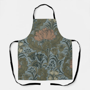 Tablier Motif floral victorien antique terre cuite sauge