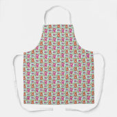 Tablier Motif floral vintage rose et rouge (Recto)