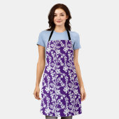 Tablier Motif Floral Violet Et Blanc (Porté)