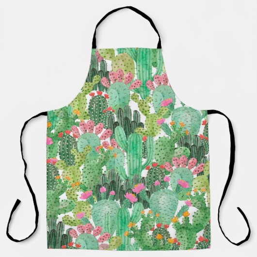 Tablier Motif fluide cactus aquarelle (Recto)