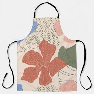 Tablier Motif fluide floral dessiné à la main, collage cré