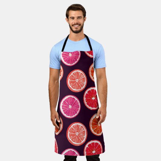 Tablier Motif foncé Citrus peint à la main (Porté)