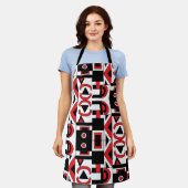 Tablier Motif géométrique Abstrait rouge noir (Porté)