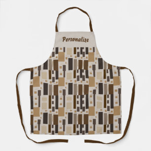 Tablier Motif géométrique Brown rétro Cuisine personnalisé