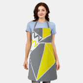 Tablier Motif géométrique Gris Jaune Chevron Gris (Porté)