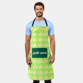 Tablier Motif géométrique jaune et vert vif (Porté)