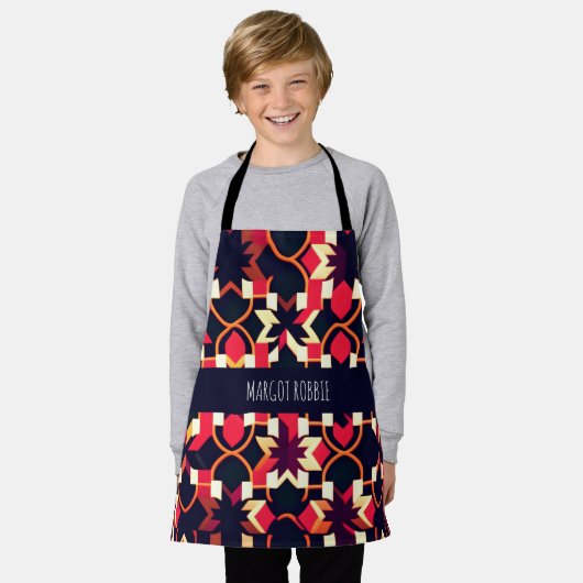 Tablier Motif géométrique moderne twitch rouge noir (Porté)