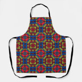 Tablier Motif géométrique tribal africain rouge bleu jaune (Recto)