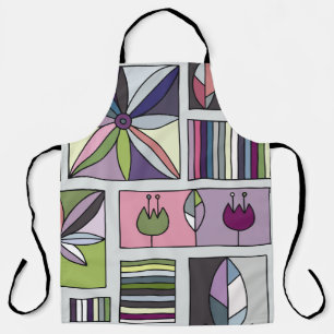 Tablier motif géométrique vintage, coloré et dessiné à la