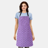 Tablier Motif Gingham à carreaux rose violet (Porté)