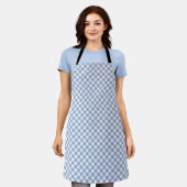 Tablier Motif Gingham Bleu Clair Imprimé Carreaux Classiqu (Porté)