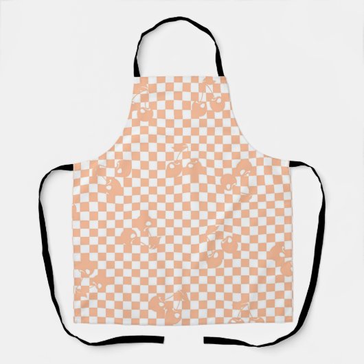 Tablier Motif Gingham Cerise Fuzz pêche (Recto)