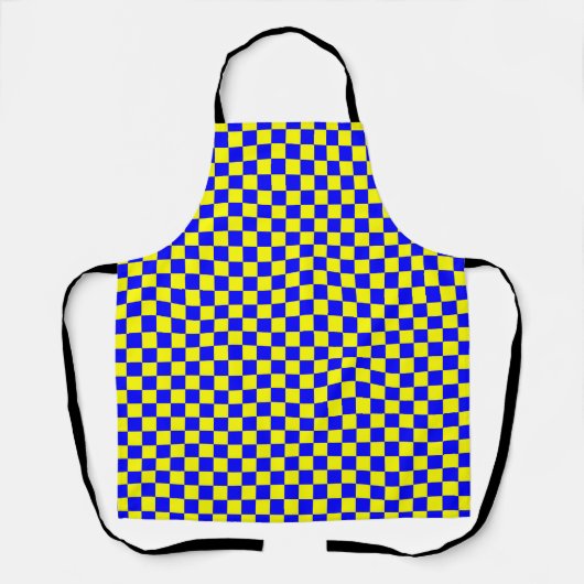 Tablier Motif Gingham Damier Bleu Jaune (Recto)