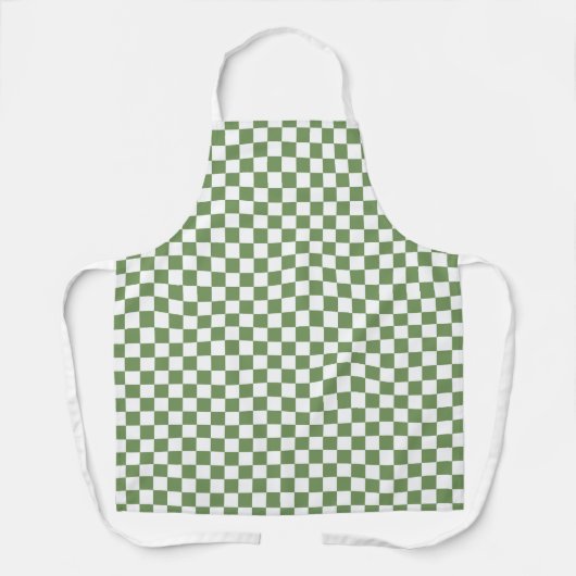 Tablier Motif Gingham Damier Vert Blanc (Recto)