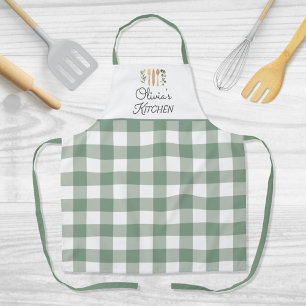 Tablier Motif Gingham Vert Sauge Maison de Campagne Cottag