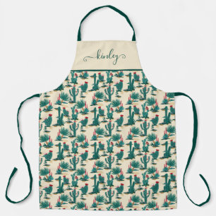 Tablier Motif Green & Red Cactus