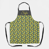 Tablier Motif gris à l'aquarelle jaune citron rustique (Recto)