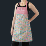 Tablier Motif Herringbone moderne - Or bleu rose<br><div class="desc">Une motif colorée dans les tons rose,  or et bleu. Ajoutez votre nom pour personnaliser cet tablier. Un design coloré avec un coeur mignon pour rendre le monogramme spécial.</div>