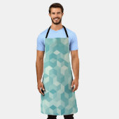 Tablier Motif Hexagonal bleu clair transparent (Porté)