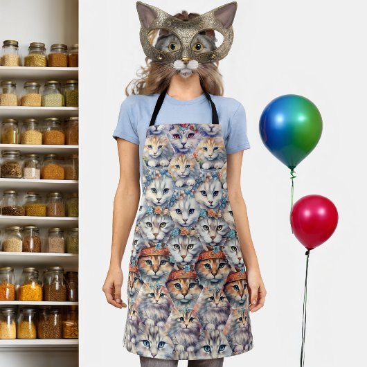 Tablier Motif hexagonal de visages de chat