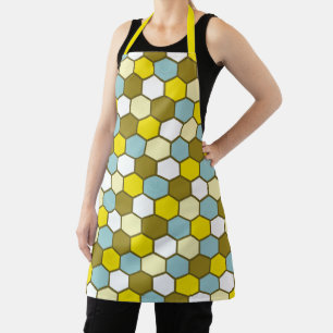 Tablier Motif hexagonal en jaune, vert et bleu