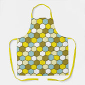 Tablier Motif hexagonal en jaune, vert et bleu (Recto)